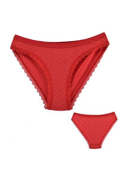 Tutku Red Sparkle 3-Piece Bikini Panties Set - Women