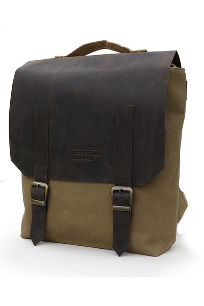 Old Cotton 7000 S Patroit Γνήσιο δέρμα Αδιάβροχο Καφέ Κερωμένο Καμβά Σχολική Τσάντα Laptop Travel