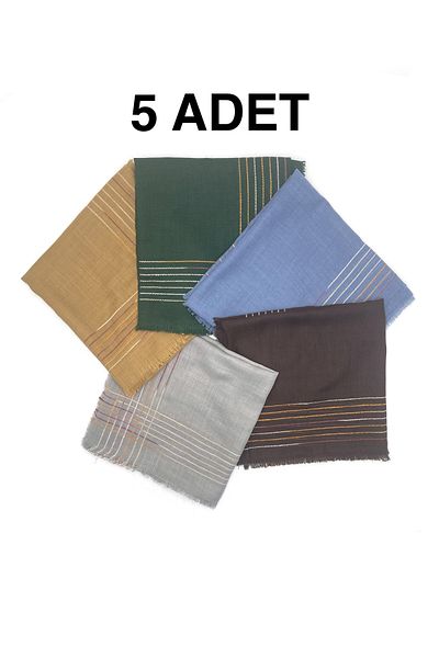 nazipek Set de 5 eșarfe cu dungi brodate din bumbac 100x100cm pentru scris cadou de distribuire cu ridicata