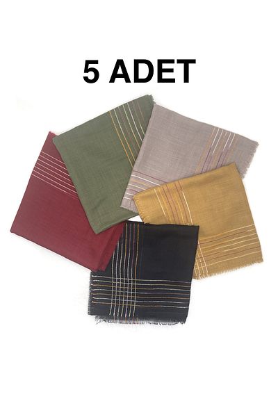 nazipek Set de 5 eșarfe cu dungi brodate din bumbac 100x100cm pentru scris cadou de distribuire cu ridicata