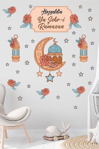 Sim Tasarım Ramadan Feast Welcome Ramadan Decorative Wall Glass Door Sticker Set