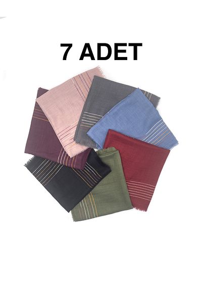 nazipek Set de 7 eșarfe cu dungi brodate din bumbac 100x100cm pentru scris cadou de distribuire cu ridicata