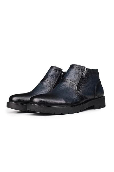 Ducavelli Chelsea Genuine Leather Non-Slip Sole Zippered Daily Boots Black