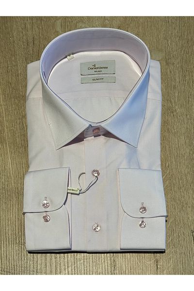 Daniel Bessi Μακρυμάνικο Slim Fit Basic Βαμβακερό ανοιχτό ροζ κλασικό ανδρικό πουκάμισο