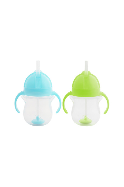 Munchkin Click Lock Spout Drinking Cup with Straw, 6 months, 207ml, blue & green, Pack of 2