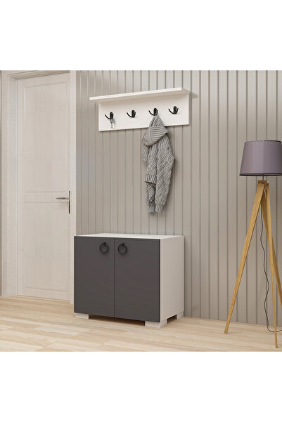 AYSİMO Alvin Beyaz Antarasit Vestiyer Portmanto