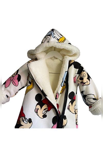 happykds123 Palton pentru copii cu model Mickey Mouse - țesătură cu 3 fire, pluș de miel, unu la unu, material ușor, pentru frig