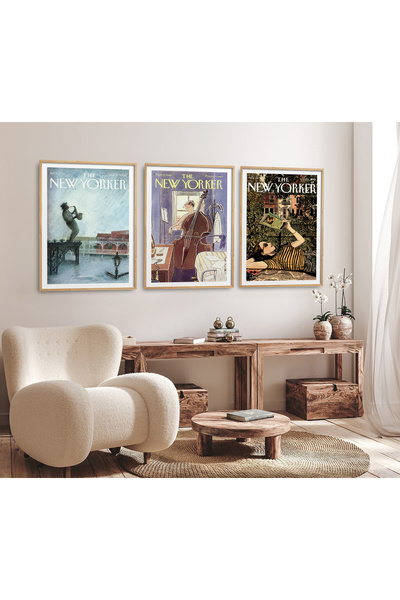 HOMEPACK Σετ ζωγραφικής με κορνίζα 3 τεμαχίων Σειρά New Yorker Ζωγραφική αφίσ...