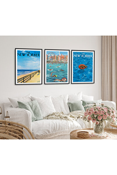 HOMEPACK Set de pictură înrămată din 3 piese Pictură poster din seria New Yor...