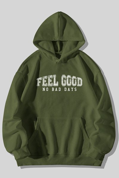 Harmandar Three Thread Feel Good No Bad Days Φούτερ με κουκούλα με κουκούλα με κουκούλα με κουκούλα με γρασίδι Unisex