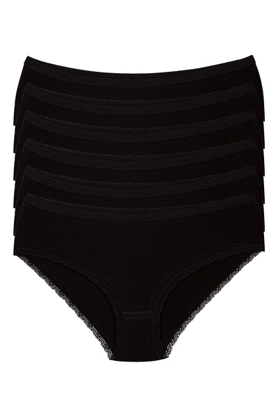 Yıldız Çamaşır سراويل باتو دانتيل ليكرا سوداء للنساء مكونة من 6 قطع
