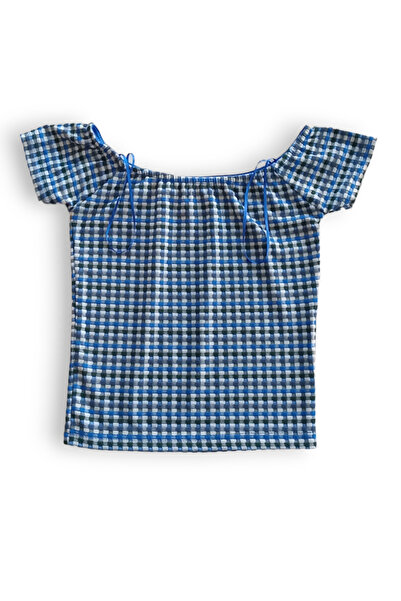 Feseme KADIN TİŞÖRT MADONNA YAKA ESNEK JAKARLI CROP KALIP 34/36 BEDEN