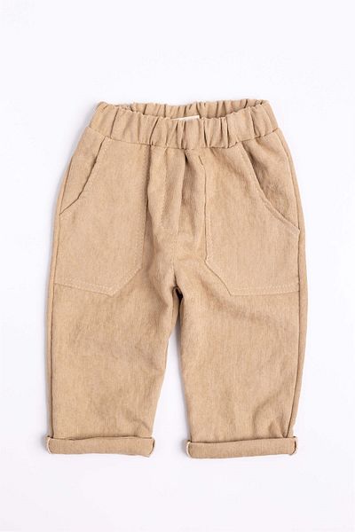 Le Mabelle Beige Velvet Girls' Trousers - Maura