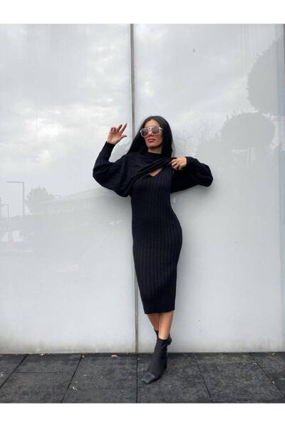 Büşra Yılmaz Boutique KAZAKLI TRİKO ALT ÜST ELBİSE TAKIM