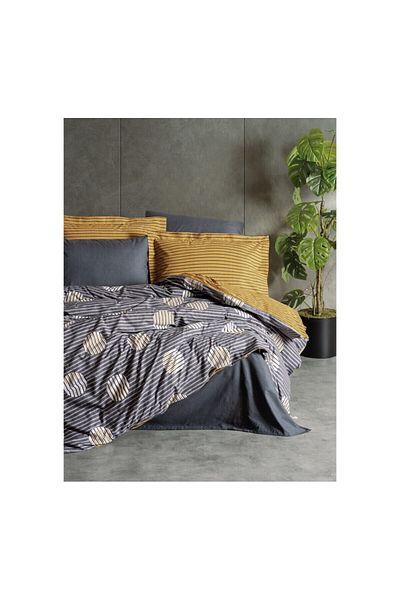 ŞENER HOME Σετ Παπλωματοθήκη Cottonbox Μοντέρνο Γκρι Διπλό - Strew