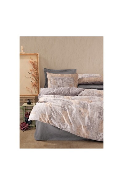 ŞENER HOME Amentes Сірий Cottonbox Сатен Двоспальний Комплект Постільної Білизни