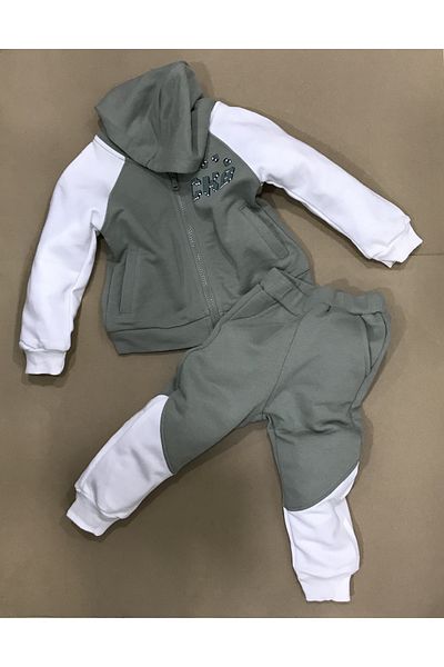 Çikoby Baby Boy Khaki Zippered Tracksuit