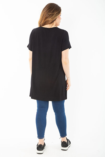 Şans Bluză de damă, mărime mare, neagră, cu detalii cu piatră și sclipici 65N37453