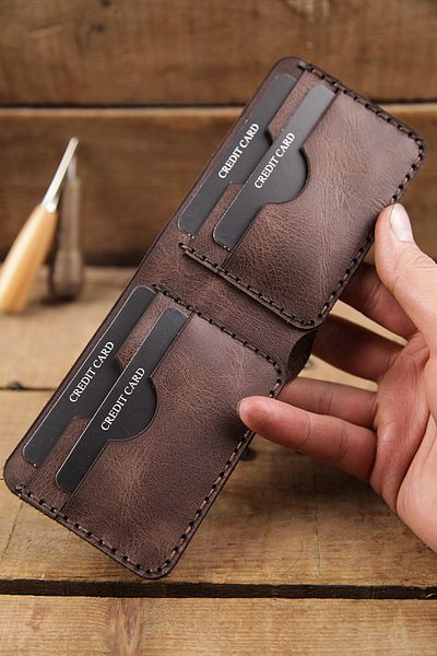 New Coast Leather 1900's Ръчно изработен минималистичен мъжки портфейл от естествена кожа