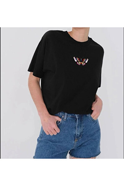 Pelna T-shirt Oversize kroj leptir Štampano okrugla kragna