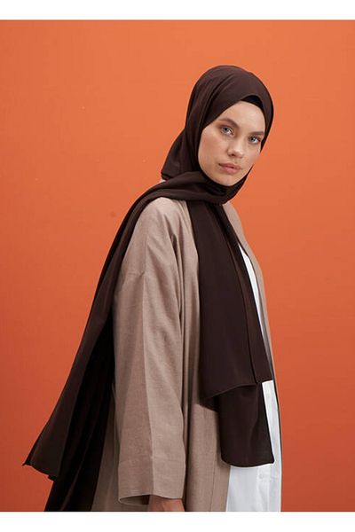 FRESCO SCARFS Hijab Hijab Medina Silk Shawl*Πικρό καφέ