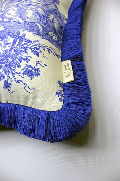 Alseko Concept Decorativ albastru cu ciucuri 2 buc. 43x43cm, 2 buc. Husa de perna 30x50cm