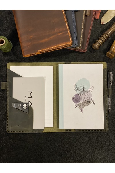 MAT Deri A5 Not Defteri Organizer Hakiki Deri Defter Kabı El Yapımı ( Defter ...