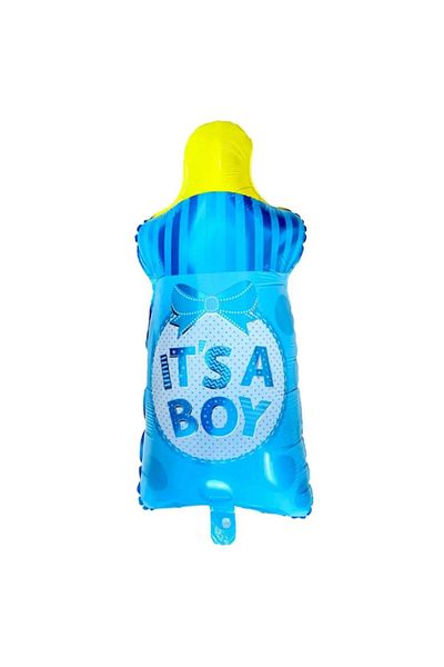 SURPRISE PARTY STORE Gender Reveal Party Girl or Boy Mi Boy or Girl Blue Colored Feeding Bottle Shaped Foil Balloon