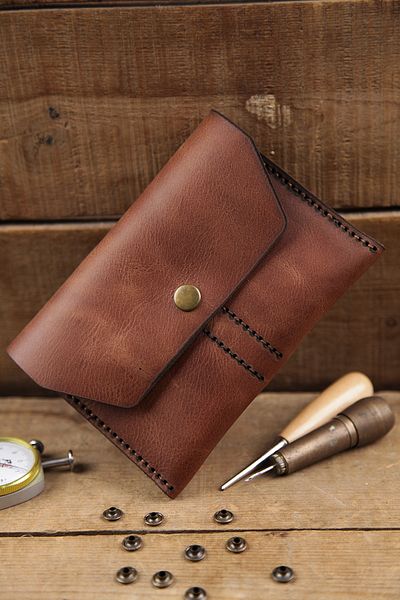 New Coast Leather 1900's Ръчно изработен портфейл за паспорт от естествена кожа