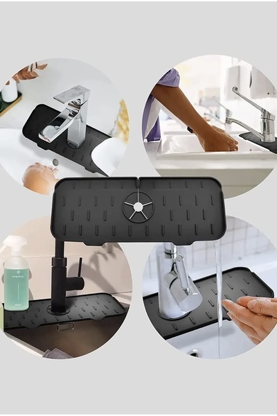 BEYZANA Kitchen Bathroom Sink Edge Silicone Mat Silicone Faucet Water Splash Preventer