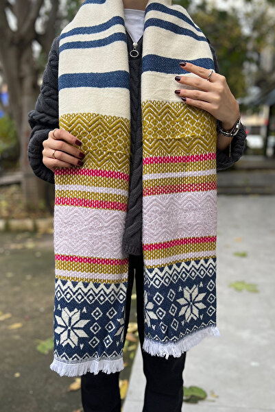 novon Eșarfă premium cu tematică de iarnă, bloc de culoare, la atingere moale, groasă și lată (200 cm x 60 cm)