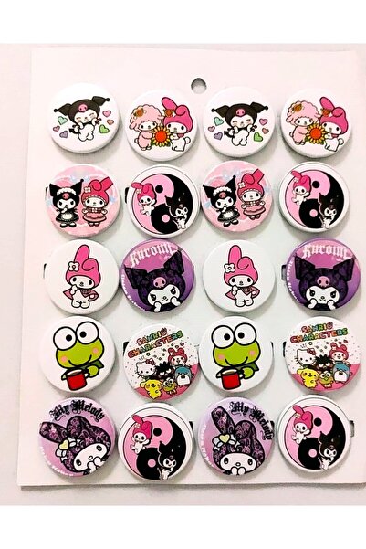 şahane parti Kuromi 8 Adet Metal Rozet