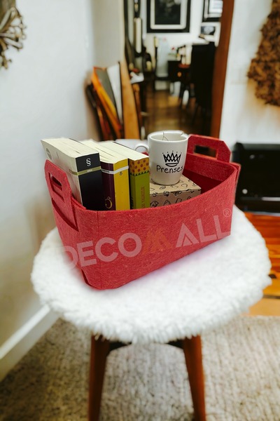DECOMALL RED Felt Basket, Felt Organizer, Felt Multi-Purpose Organizer Basket...