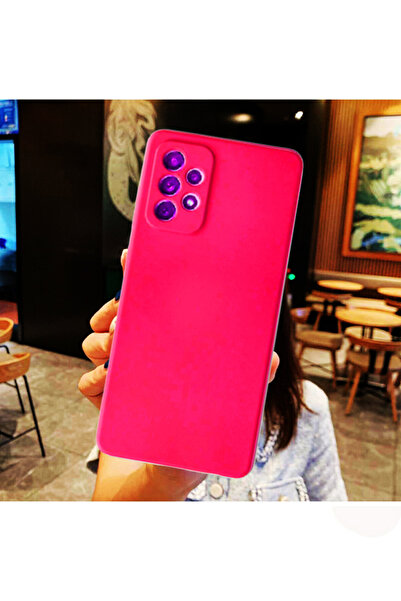 Molly جراب سيليكون مخملي متوافق مع هاتف Galaxy A52 باللون الوردي النيون