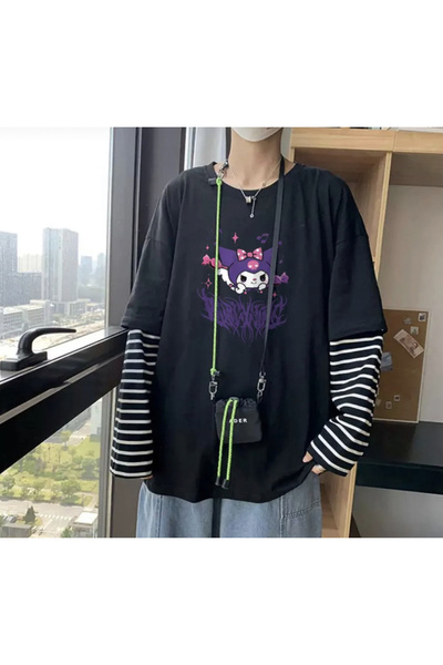 DEEFWEAR تي شيرت أساسي كبير الحجم للجنسين بأكمام كورومي