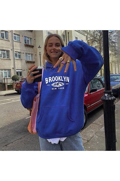 BENROMA Бруклин щампа унисекс голям суичър