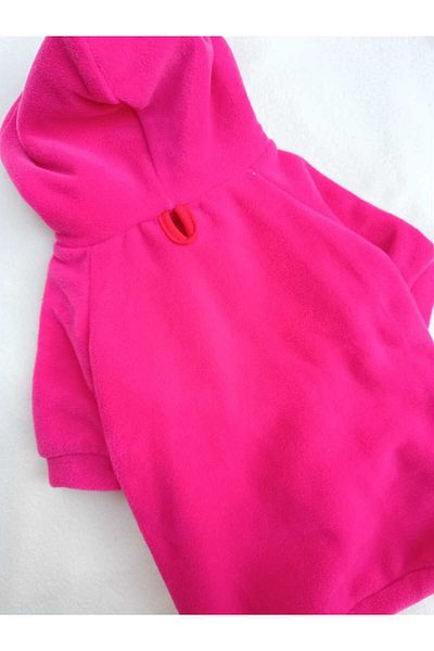 PATİBÖR 100% Cotton Fabric Dog Apparel Hooded Sweatshirt with Pink Fleece Inside