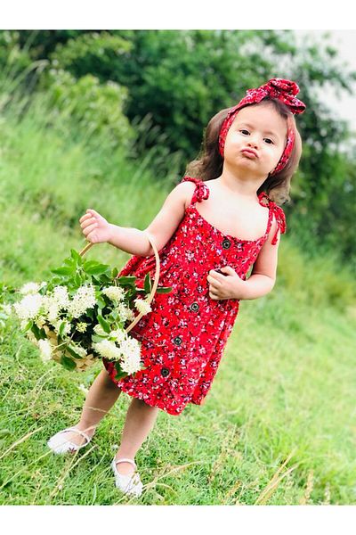ASIA GİYİM Rochie Fata Bretele Lungime Midi Bumbac Nasturi