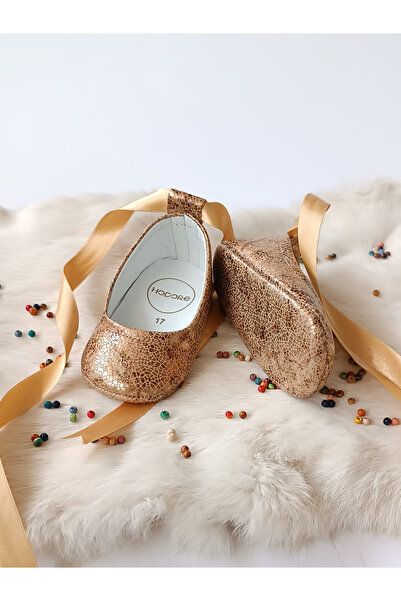 Hodore Fiore Bronze Genuine Leather Baby Ballerina Loafer