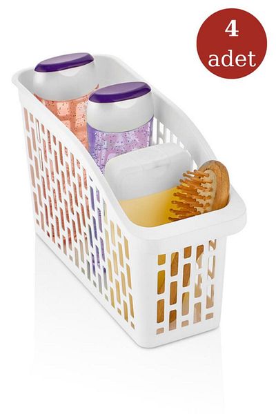 Flosoft 4 Pieces of Refrigerator Basket, Kitchen Bathroom Cabinet Organizer Set of 4 (13X30X16CM)