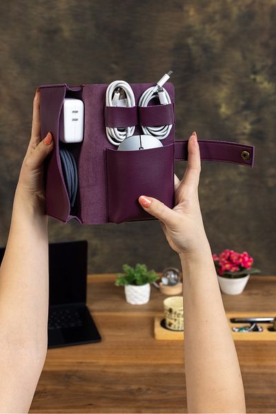 NOTHING Unisex Purple Travel Daily School Organizer Bag - Cable Organizer - Electronic Carrying Bag