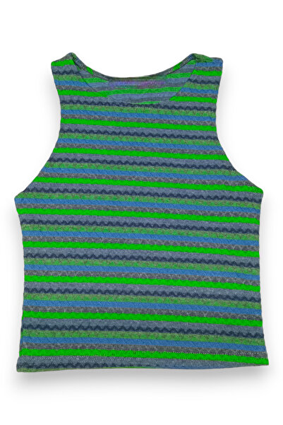 Feseme KADIN TİŞÖRT KOLSUZ SIFIR YAKA AZ ESNEK JAKARLI DAR KALIP 32/34-XXS/XS