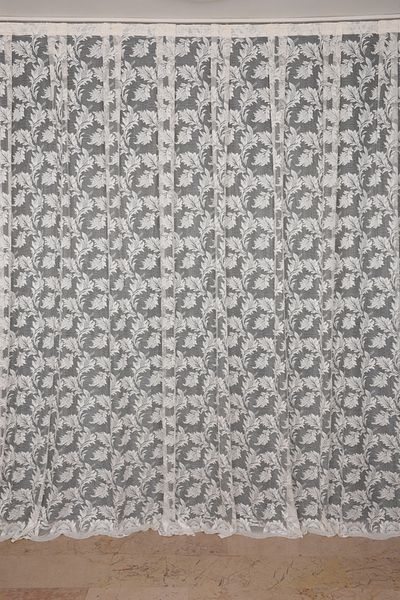 AKÇA TEKSTİL LEAF MODEL TUL CREAM COLOR SINGLE WING Ready Pleated Background Curtain 300*260