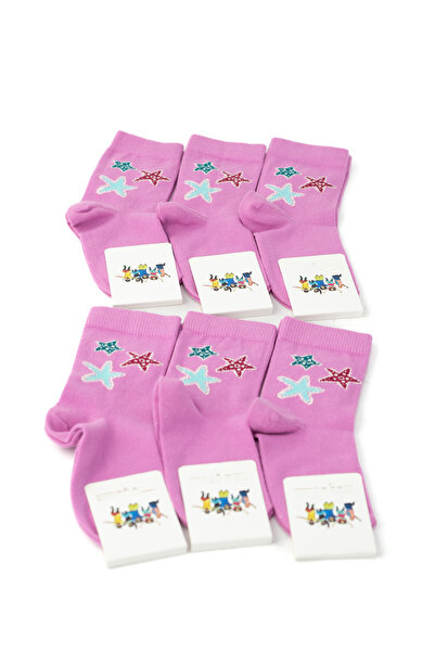 Genel Markalar Kız Çocuk Desenli 6 Lı Soket Çorap Örme Likralı Rahat Dikişsiz...