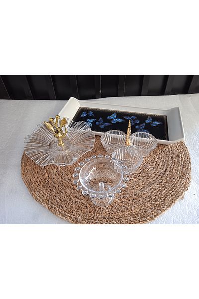 mother kitchen Acrylic Presentation Set with Tray Butterfly Pattern