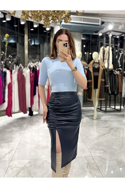 missswans Pulover cu mânecă scurtă Paula Fisherman Yakla-Blue Baby