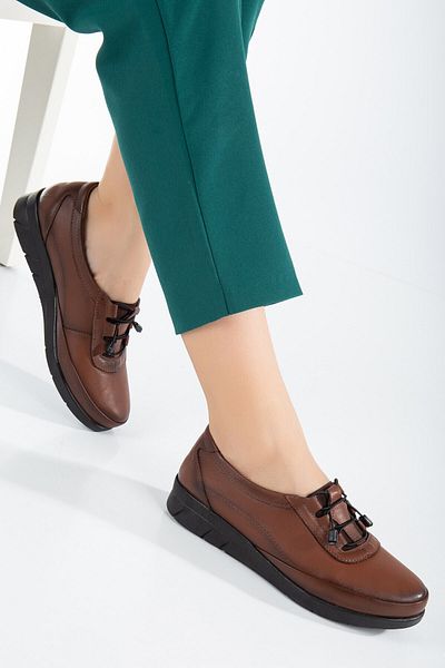 The Dortex Shoes حذاء نسائي من الجلد الطبيعي من الداخل والخارج مزود برباط مطاطي مرن لتقويم العظام