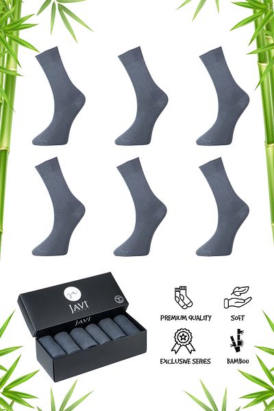 javi Bamboo Men's Socks Smoked Seamless Long Premium Boxed 6 Pairs