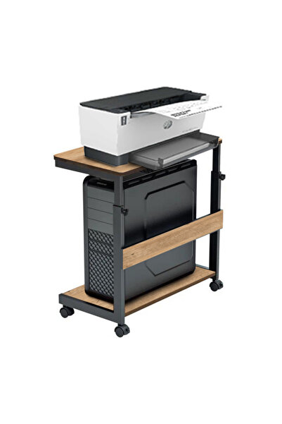 servetavcı Yükseklik Ayarlı Yazıcı ve Kasa Sehpası - Atlantik Çam (FRENLİ TEKERLİ) 45x30