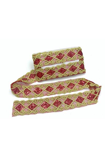 Nazarone Organza Sequin Lace 3545(951) 13,5m-red